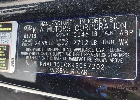 2019 Kia Stinger Gt z USA, uszkodzony, nr VIN KNAE35LC8K6067202